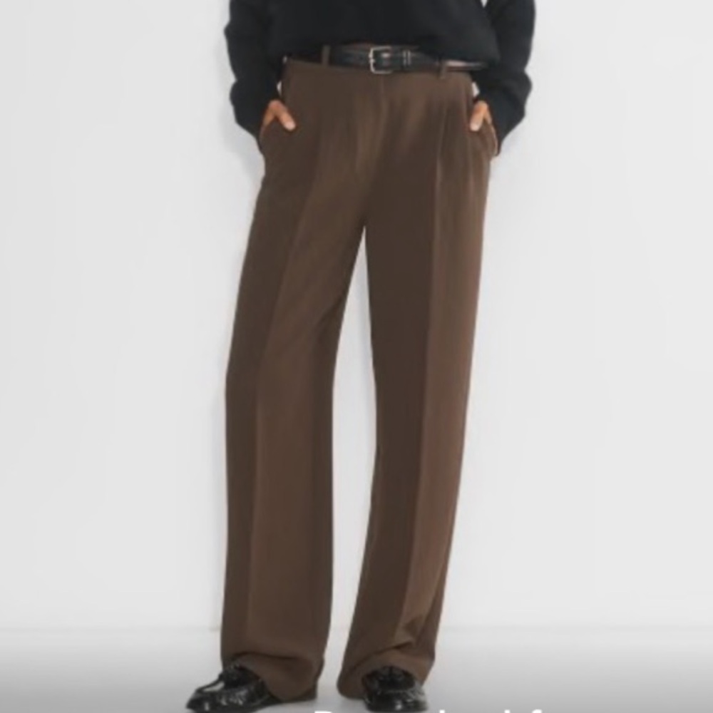 Aritzia Babaton Agency Pant - City Wool Brown Straight Leg Dress Pants